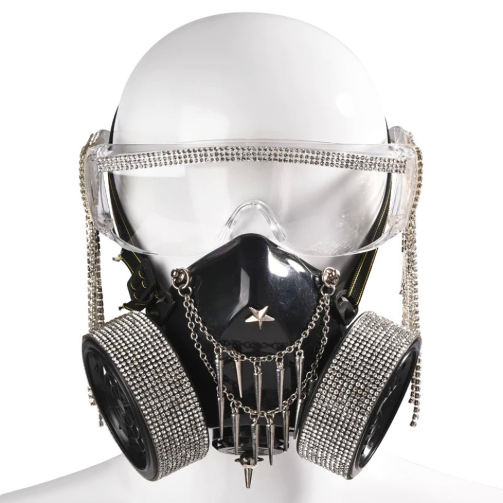 Rhinestone Fashion Gas Mask W/ Rhinestone Goggles